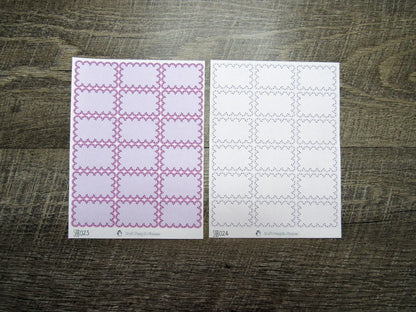 Scalloped Half Boxes- Individual Color Sheets- SHB001-SHB030