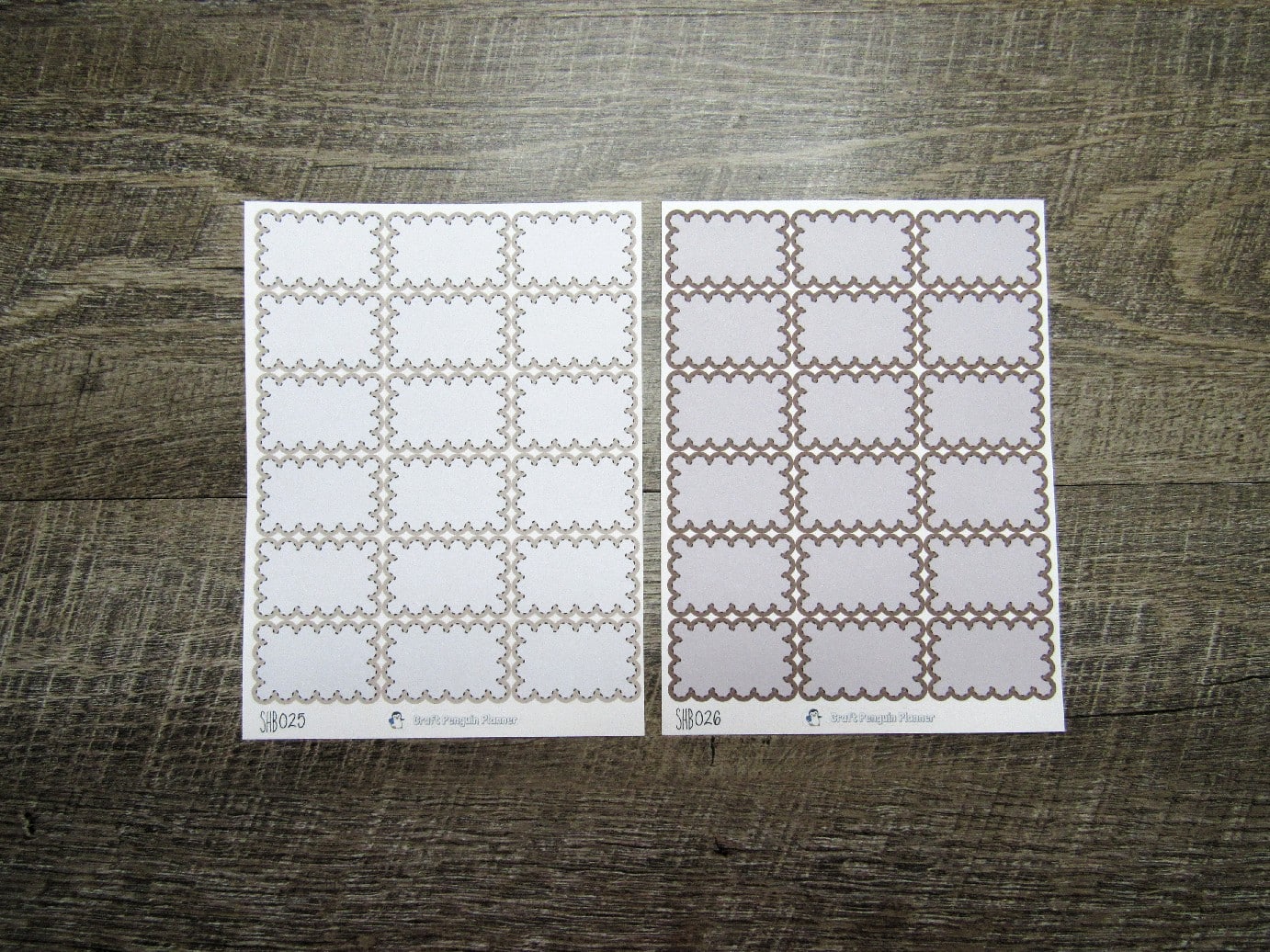 Scalloped Half Boxes- Individual Color Sheets- SHB001-SHB030