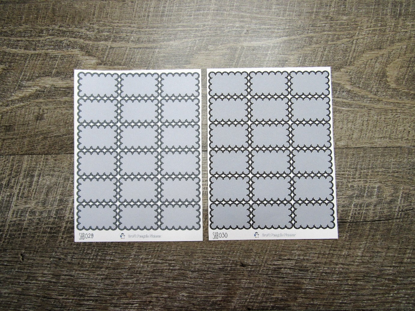 Scalloped Half Boxes- Individual Color Sheets- SHB001-SHB030