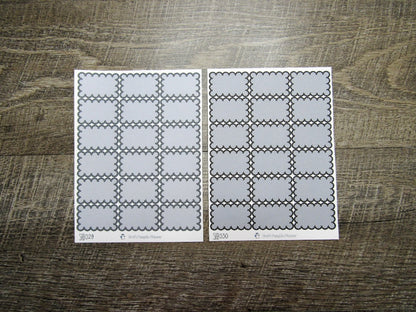 Scalloped Half Boxes- Individual Color Sheets- SHB001-SHB030