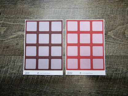 Square Boxes- Individual Color Sheets- SQB001-SQB030