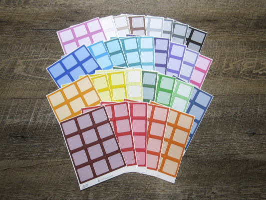 Square Boxes- Individual Color Sheets- SQB001-SQB030