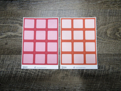 Square Boxes- Individual Color Sheets- SQB001-SQB030