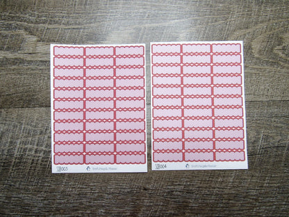 Scalloped Quarter Boxes- Individual Color Sheets- SCQB001-SCQB050