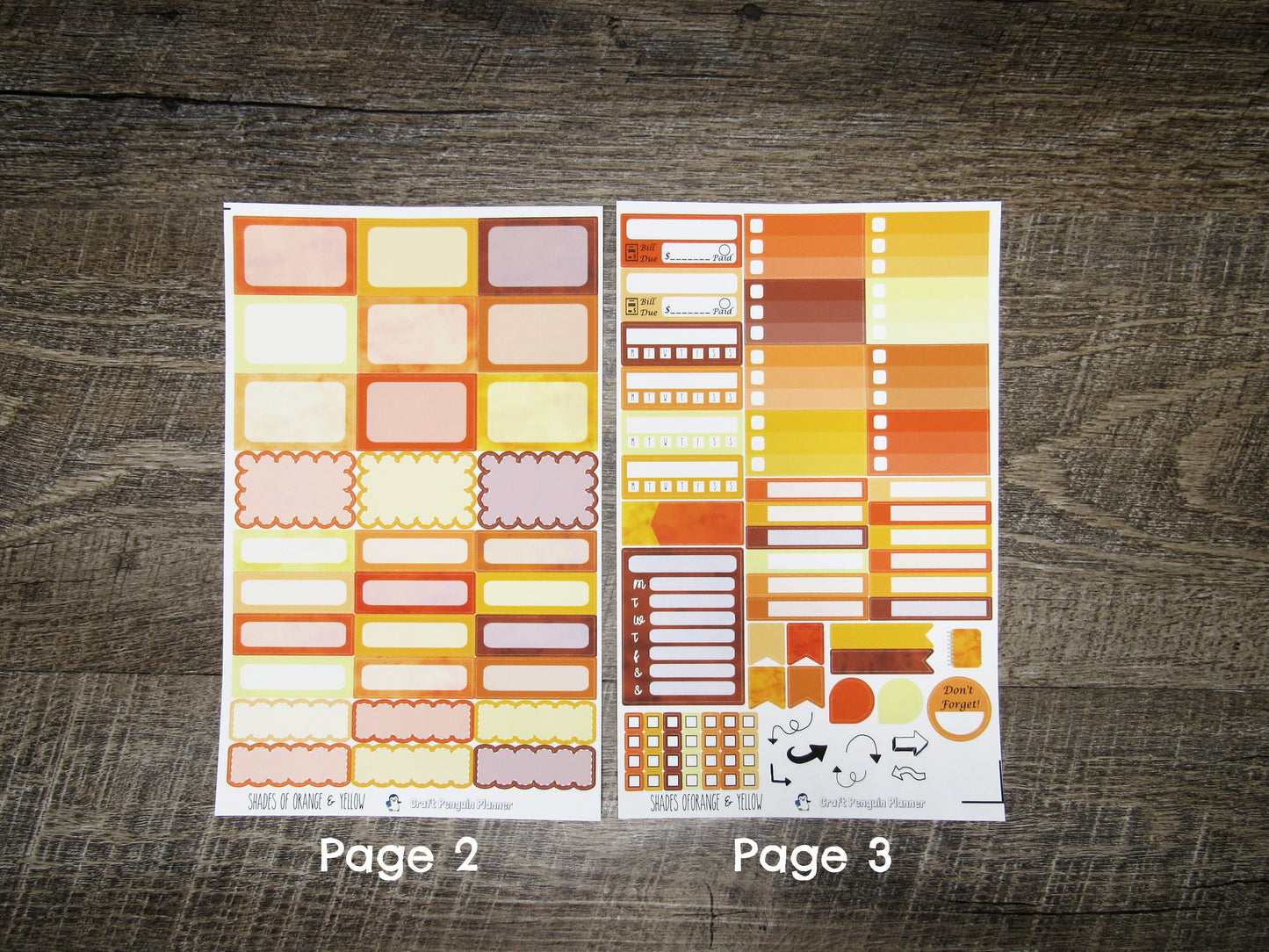 Shades of Orange/Yellow Weekly, CHOOSE YOUR KIT