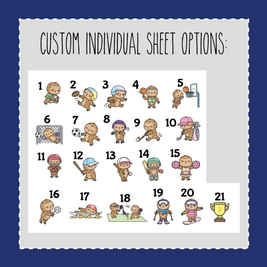 Seth the Sloth Sports- CUSTOM SHEET