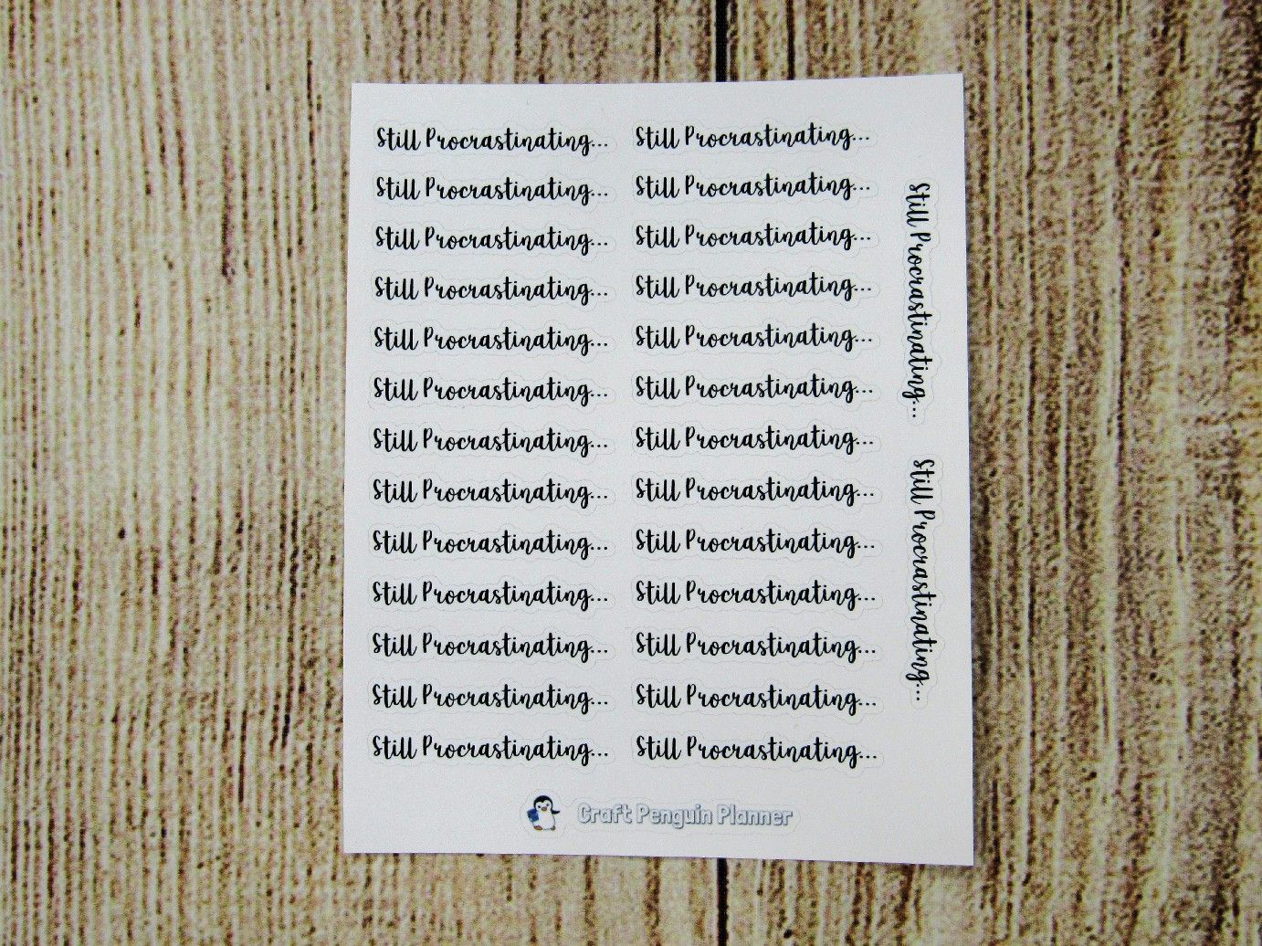 Still Procrastinating Script Stickers – Craft Penguin Planner
