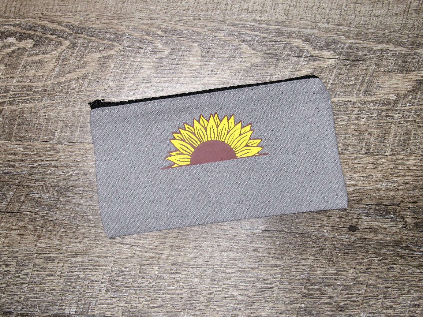 Customizable Sunflower Zipper Pouch