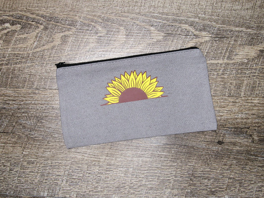 Customizable Sunflower Zipper Pouch