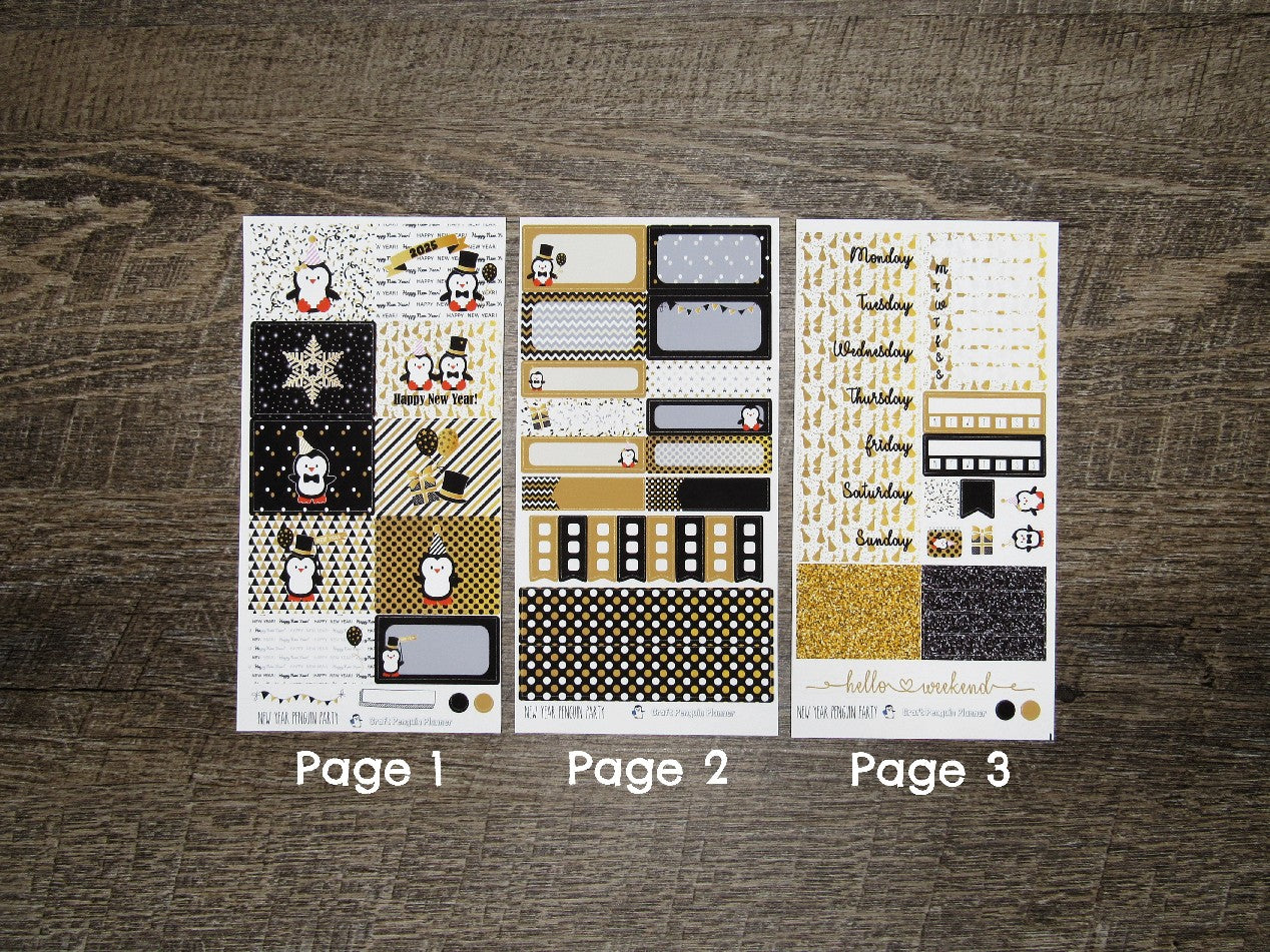 New Year Penguin Party Weekly, VERTICAL WEEKS- UPDATED for 2026