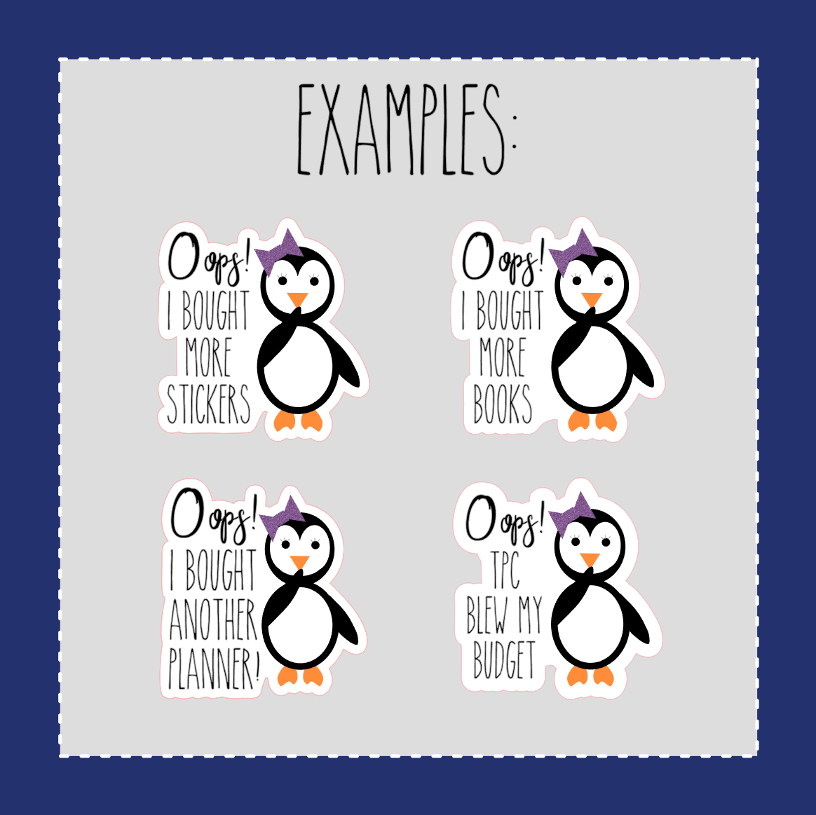 Custom Waddles & Snowflake Oops! Stickers