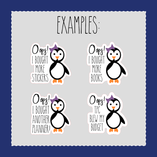 Custom Waddles & Snowflake Oops! Stickers