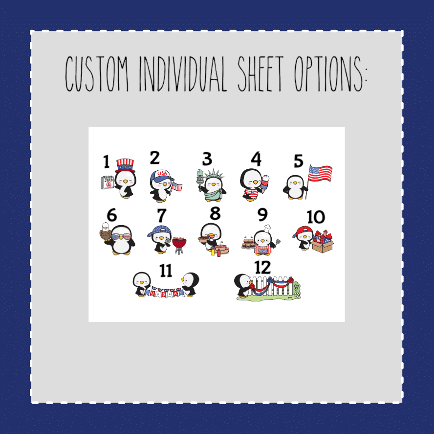 Patriotic Petey Penguin- CUSTOM SHEET