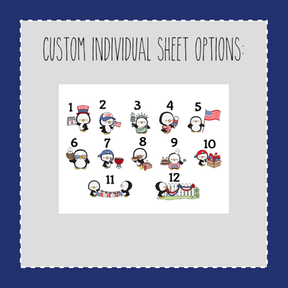Patriotic Petey Penguin- CUSTOM SHEET