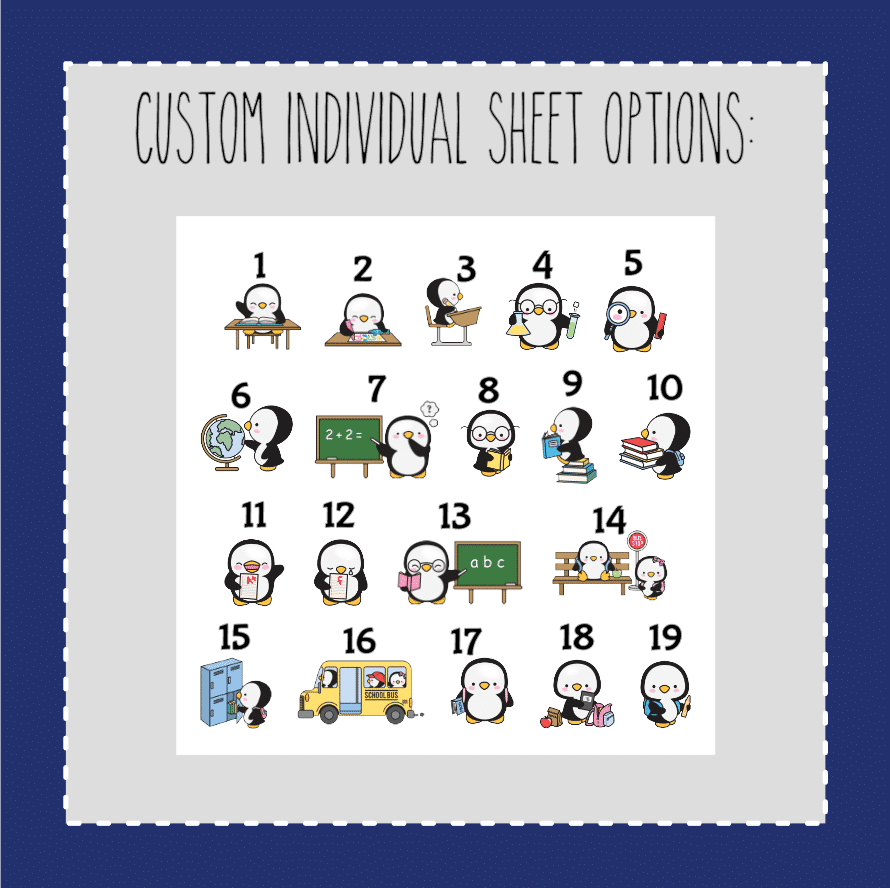 Petey Penguin School- CUSTOM SHEET