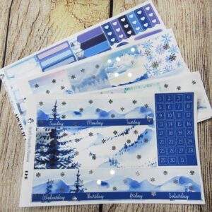 Snowy Winter FOILED Monthly Sticker Set, Customizable, CLASSIC HAPPY PLANNER