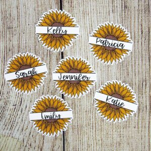 Custom Name Sunflower Sticker Die Cut