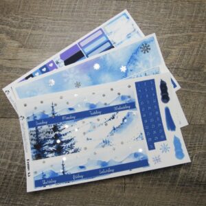 Snowy Winter FOILED Monthly Sticker Set, Customizable, PENNY PAGES A5