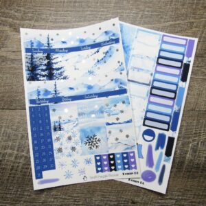 Snowy Winter FOILED Monthly Sticker Set- Customizable, PENNY PAGES B6