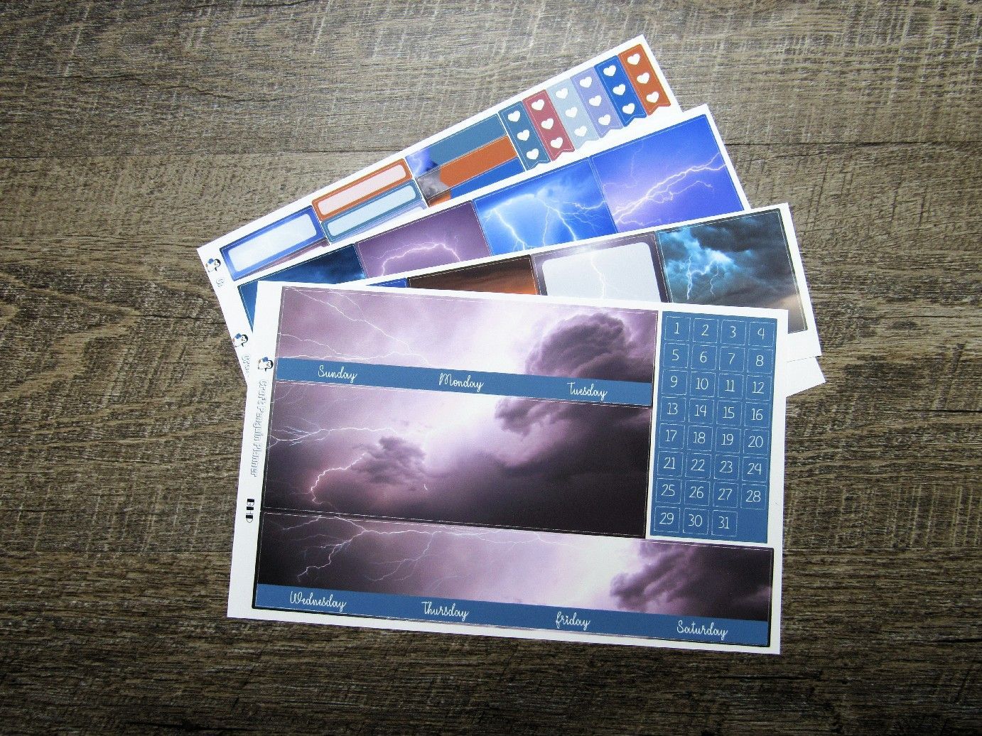 Thunder & Lightning Monthly Sticker Set, Customizable, BIG HAPPY PLANNER