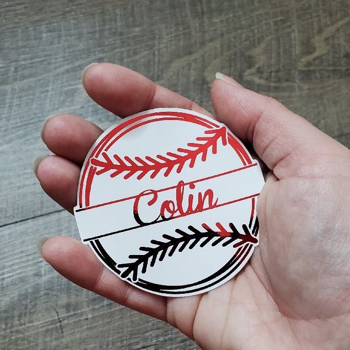Custom Name Baseball Foiled Sticker Die Cut