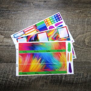Abstract Rainbow Monthly Sticker Set, Customizable, A5 Wide