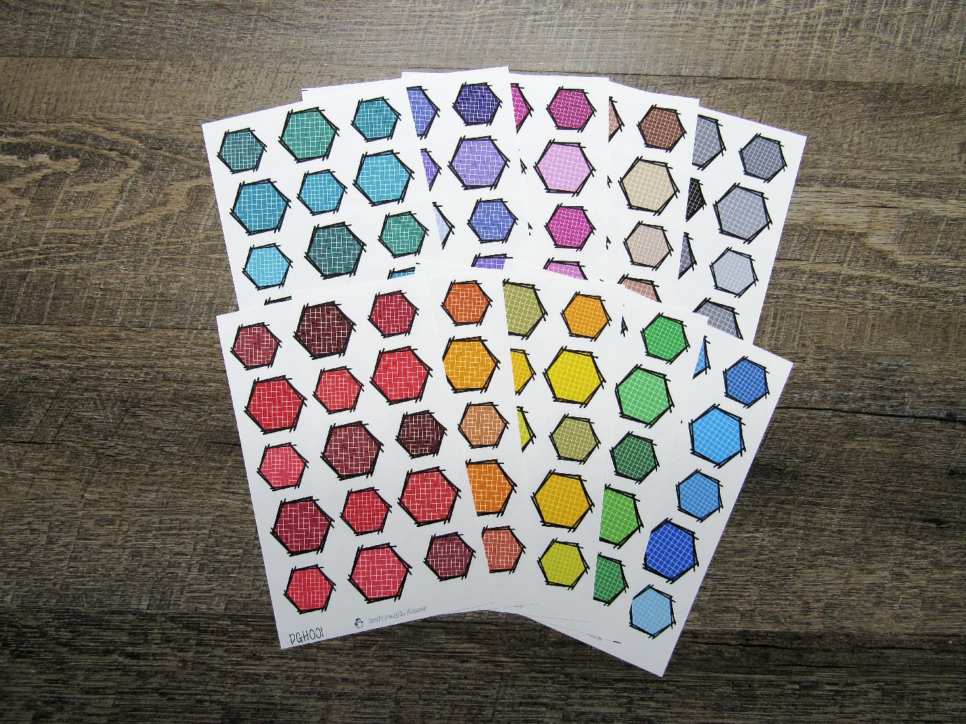 Doodle Grid Hexagons- DGH001-DGH010
